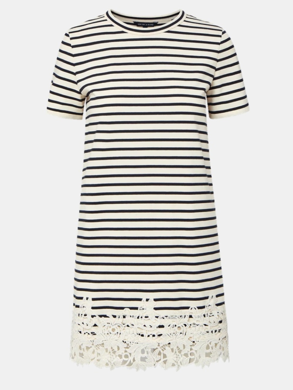 Rhue Striped Lace-Hem Mini Dress